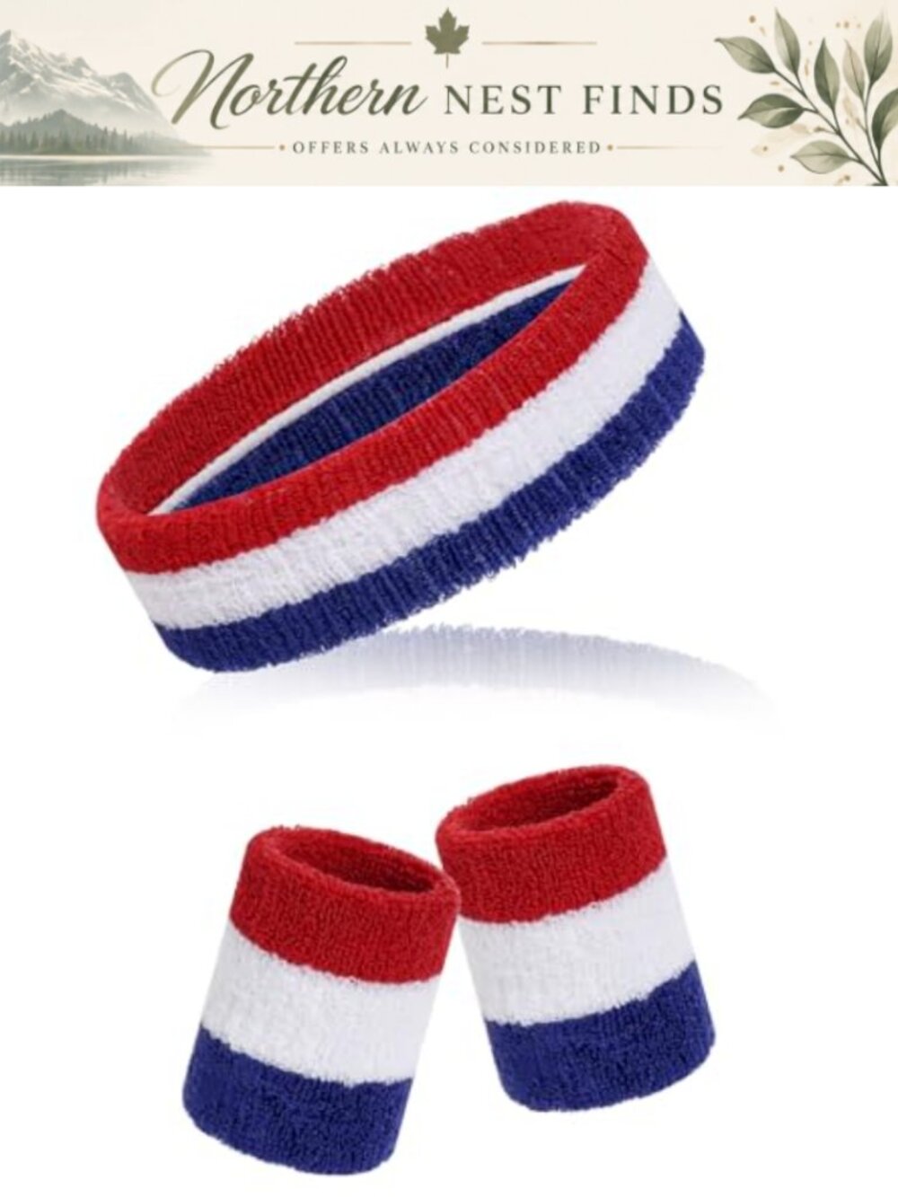 3pc Sweatbands Set Cotton Spandex Headband Wristbands Wicking Sport